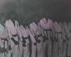 Dojo Karatekas from Changanacherry, Kerala, India, in 1978 - I'm standing fifth from the left, alongside Kurian George (second from left) and Antony Maveli (third from left). This dojo marked the beginning of my journey into the world of Karate. dojo karatekas